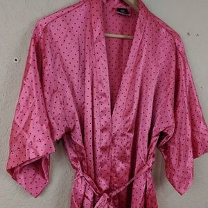 Pink Polka Dot Silky Robe - Apt 9 - Small